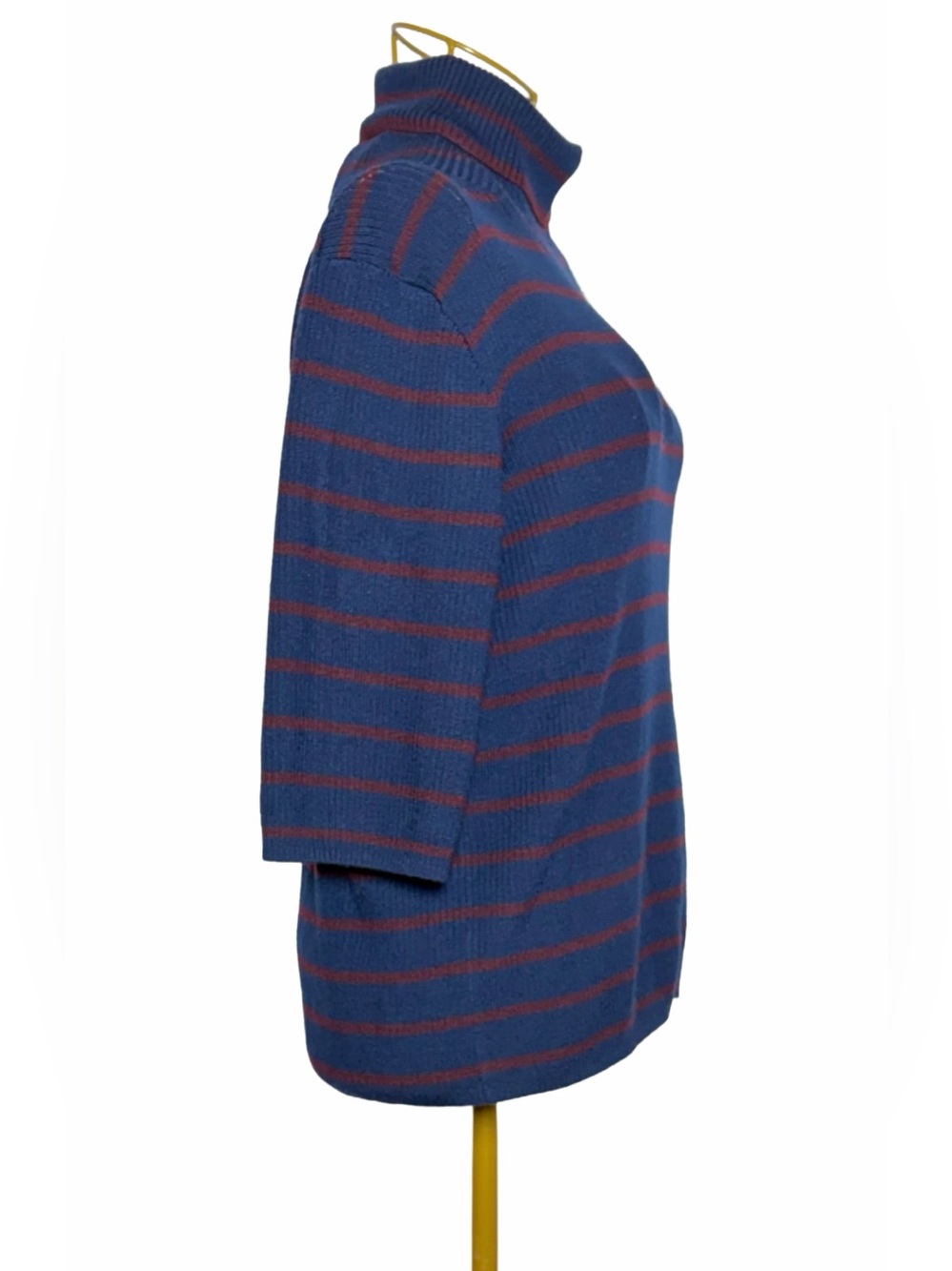 NWT Madewell Merino Wool Ribbed Turtleneck Tee in Deep Navy Stripe, NY532, XL - Picture 11 of 14